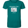 Grunty Cat - die grunzende Katze - Meoink - Unisex BIO T-Shirt 13 Spruchgewand - Mit Witz und Verstand - front organic shirt 007373 1116x 81