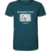 Grunty Cat - die grunzende Katze - Meoink - Unisex BIO T-Shirt 16 Spruchgewand - Mit Witz und Verstand - front organic shirt 204d59 1116x 85
