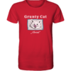 Grunty Cat - die grunzende Katze - Meoink - Unisex BIO T-Shirt 14 Spruchgewand - Mit Witz und Verstand - front organic shirt cb1f34 1116x 81